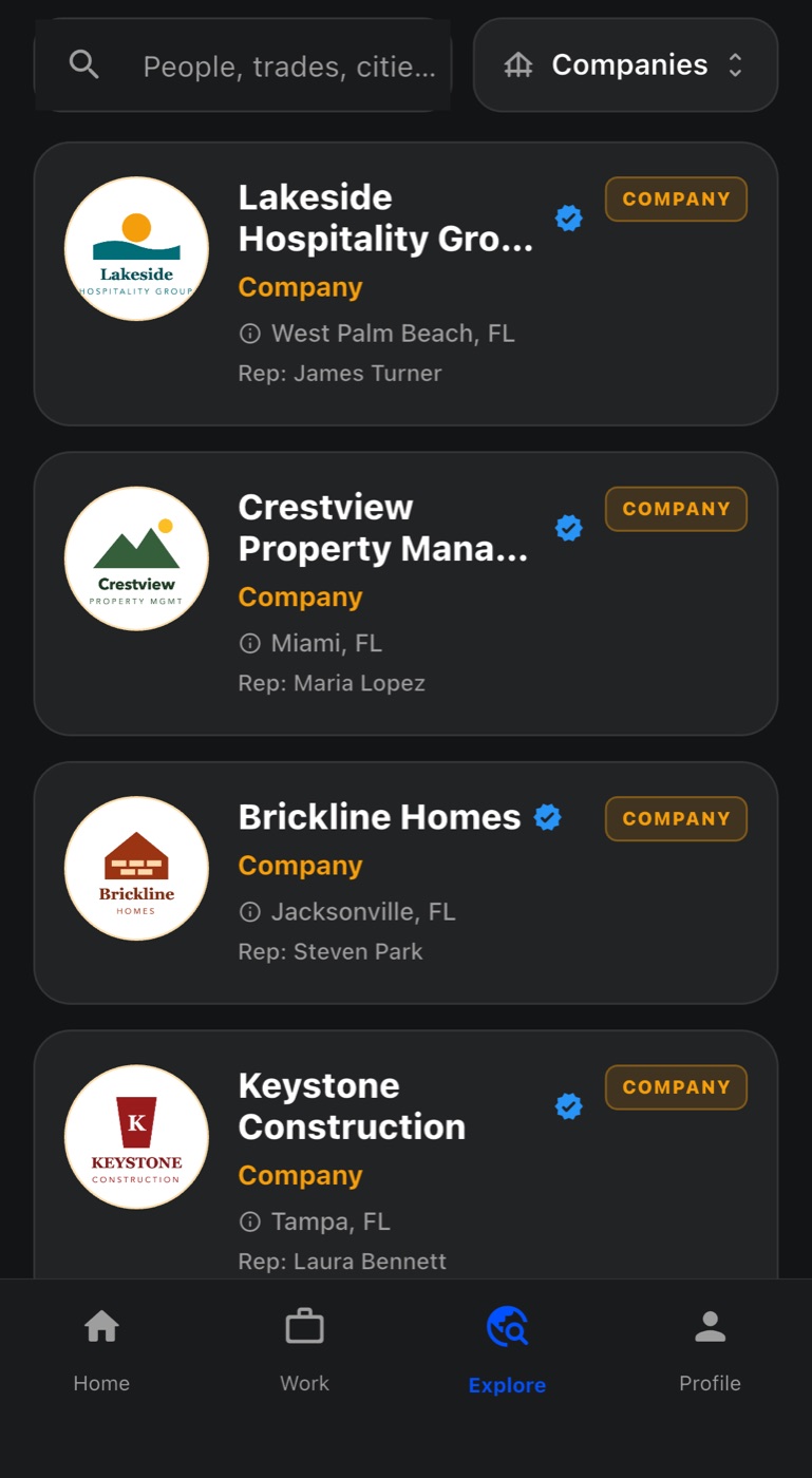 Bula Work app: verified companies